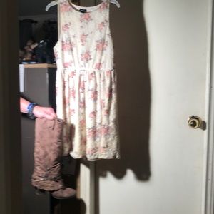 Beautiful Rue 21 floral dress goes great with boots. Boots sold separately
